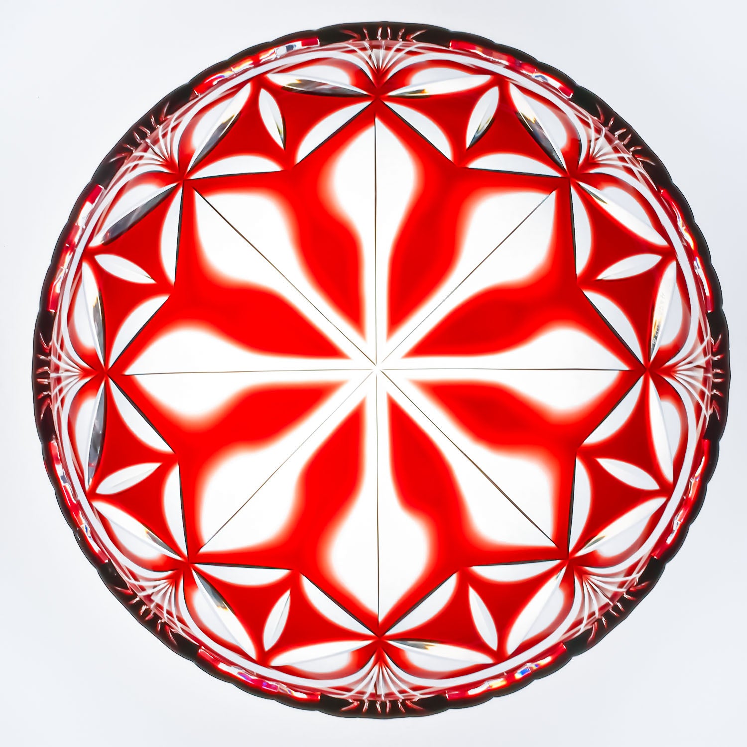 薩摩切子　復元大皿24.5cm　島津切子　薩摩紅ガラス