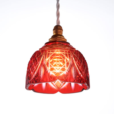 切子のランプ 赤色 - 天井照明